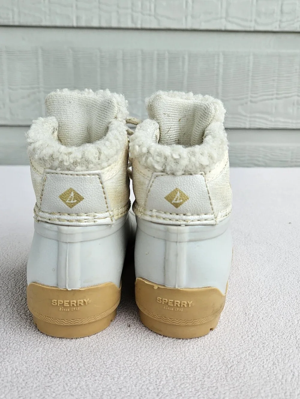 Sperry Kids' Port Alpine Duck Ankle Boot Toddler SZ 7 White Waterproof Lined